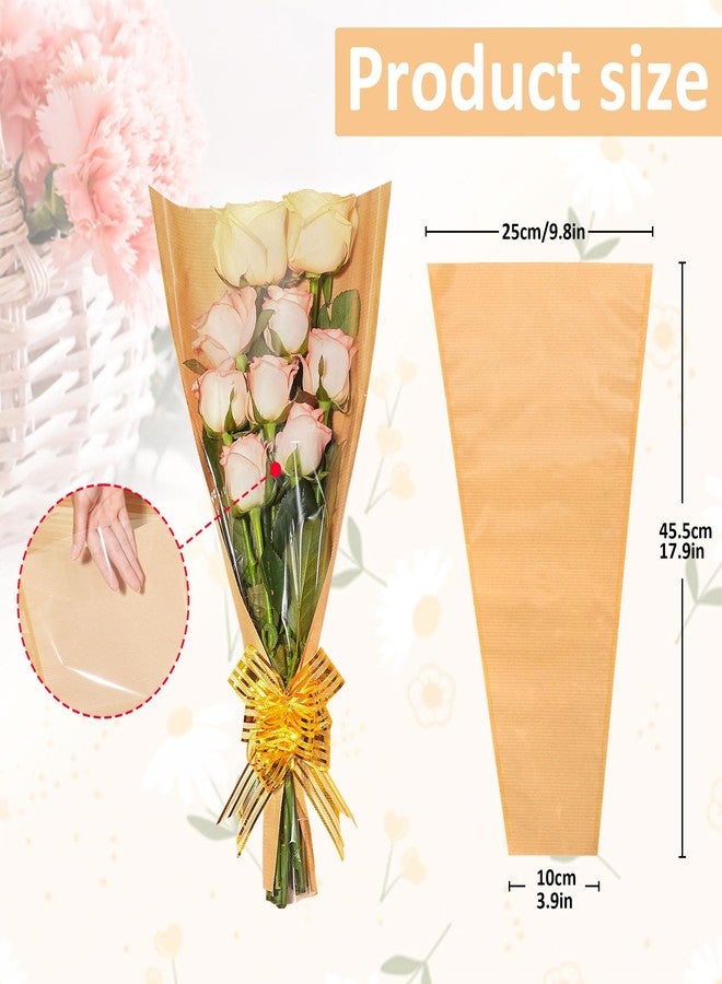 JOYIT Flower Bags for Bouquets, 50PCS Kraft Wrapping Bags, 9.8in x 18in Floral Wrapping Paper Sleeves for Floral bouquets Packaging - Image 2
